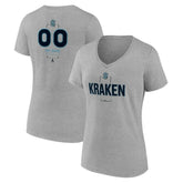 NHL,Custom Seattle Kraken Women's Personalized Name & Number Midfielder V-Neck T-Shirt - Gray