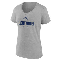 NHL,Custom Tampa Bay Lightning Women's Personalized Name & Number Midfielder V-Neck T-Shirt - Gray