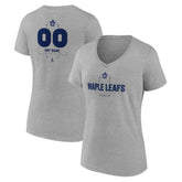NHL,Custom Toronto Maple Leafs Women's Personalized Name & Number Midfielder V-Neck T-Shirt - Gray