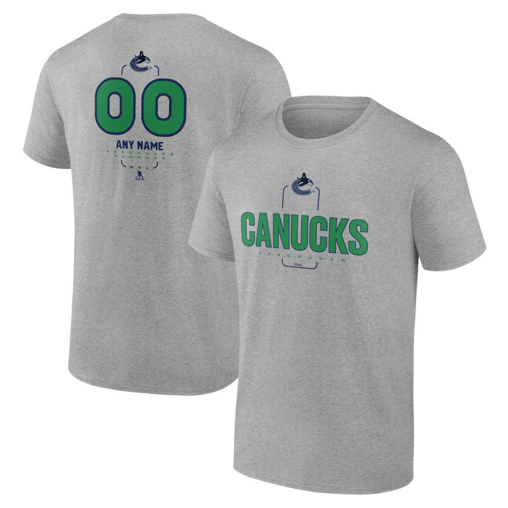 NHL,Custom Vancouver Canucks Personalized Name & Number Midfielder T-Shirt - Gray