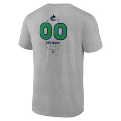 NHL,Custom Vancouver Canucks Personalized Name & Number Midfielder T-Shirt - Gray