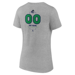 NHL,Custom Vancouver Canucks Women's Personalized Name & Number Midfielder V-Neck T-Shirt - Gray