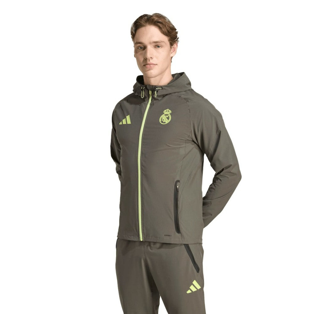 Real Madrid 2025/26 Tiro Vis Tech Travel Jacket Olive sale