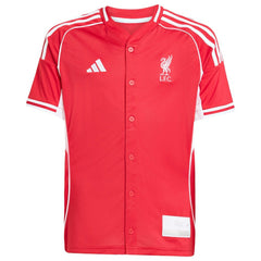 Liverpool Youth Full-Button Baseball Jersey Red