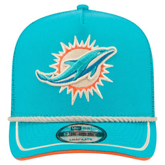 Miami Dolphins New Era Vintage Team Rope A-Frame Trucker 9FIFTY Snapback Hat Aqua