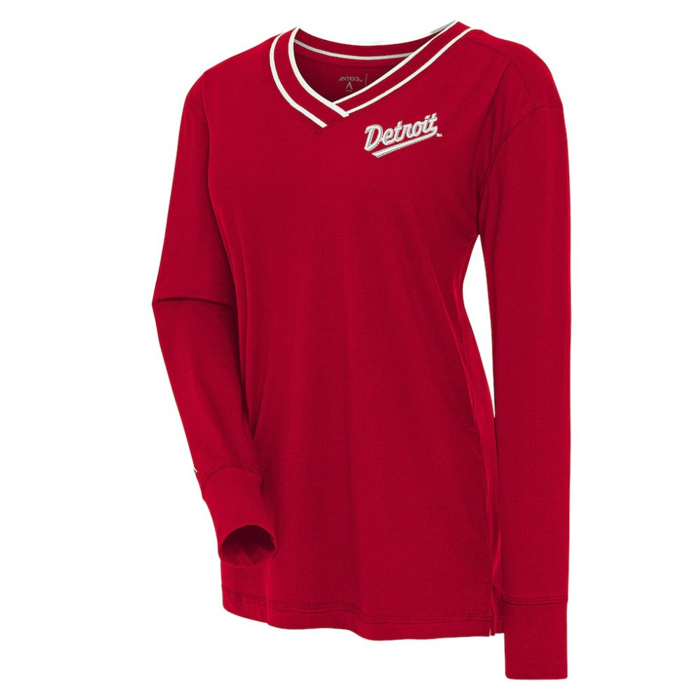NHL Detroit Red Wings Antigua Women's 2025 NHL Stadium Series Long Sleeve V-Neck Top - Red