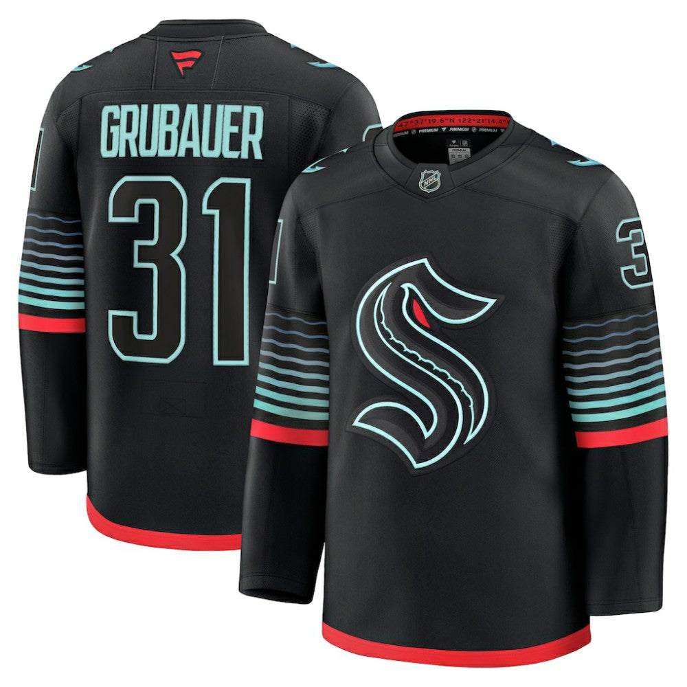 NHL Philipp Grubauer Seattle Kraken Fanatics Alternate Premium Player Jersey - Black