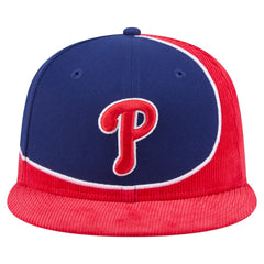 Philadelphia Phillies New Era Retro Split Corduroy Snapback Hat - Red/Royal Hats