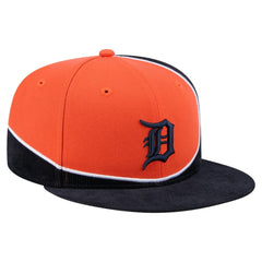 Detroit Tigers New Era Retro Split Corduroy Snapback Hat - Navy/Orange Hats