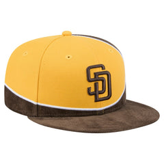 San Diego Padres New Era Retro Split Corduroy Snapback Hat - Brown/Gold Hats