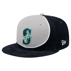 Seattle Mariners New Era Retro Split Corduroy Snapback Hat - Navy/Gray Hats