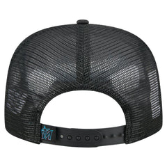 Miami Marlins New Era Retro Satin Script Golfer Adjustable Hat - Black Hats