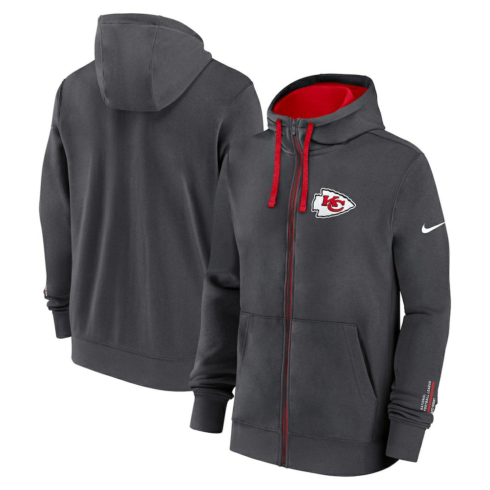 Kansas City Chiefs Primetime Club Full-Zip Hoodie Anthracite