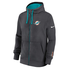 Miami Dolphins Primetime Club Full-Zip Hoodie Anthracite