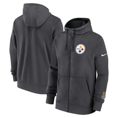 Pittsburgh Steelers Primetime Club Full-Zip Hoodie Anthracite