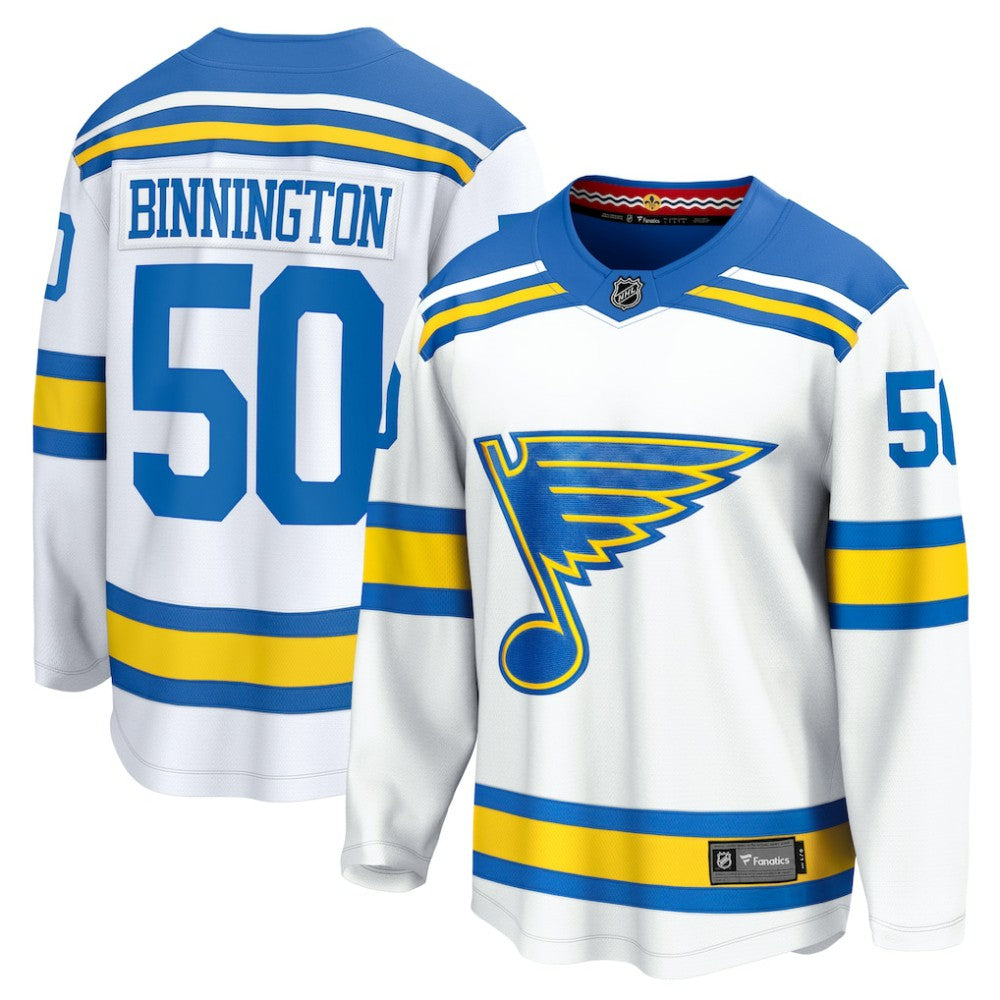 NHL Jordan Binnington St. Louis Blues Fanatics Away Breakaway Player Jersey - White