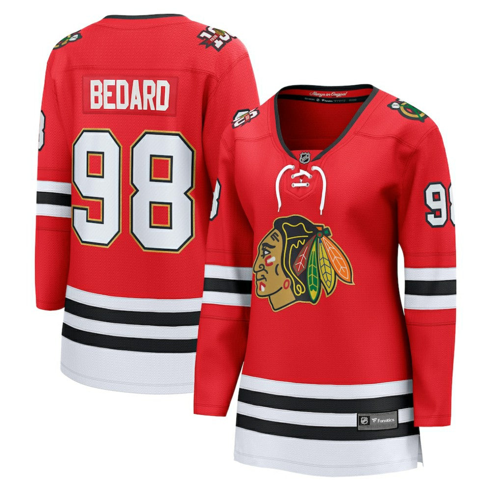 NHL Connor Bedard Chicago Blackhawks Fanatics Women's Centennial Breakaway Player Jersey - Red