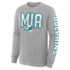 Miami Dolphins Hometown Sweep Legacy Long Sleeve T-Shirt Heather Gray