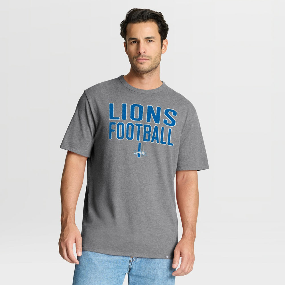 Detroit Lions First Down Tribute Tri-Blend T-Shirt Heather Gray