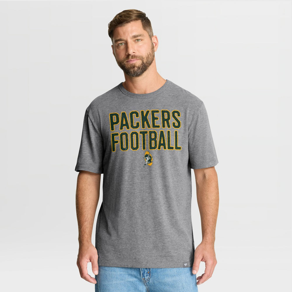 Green Bay Packers First Down Tribute Tri-Blend T-Shirt Heather Gray