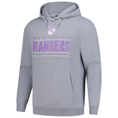 NHL New York Rangers Levelwear Hockey Fights Cancer Pulsar Off Season Tri-Blend Pullover Hoodie - Gray