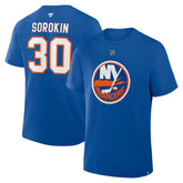 NHL Ilya Sorokin New York Islanders Fanatics Authentic Stack Name & Number T-Shirt - Royal