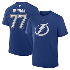 NHL Victor Hedman Tampa Bay Lightning Fanatics Authentic Stack Name & Number T-Shirt - Blue