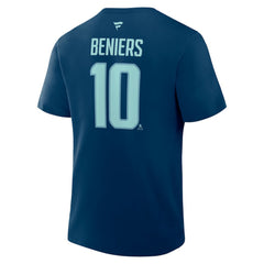 NHL Matty Beniers Seattle Kraken Fanatics Authentic Stack Name & Number T-Shirt - Navy