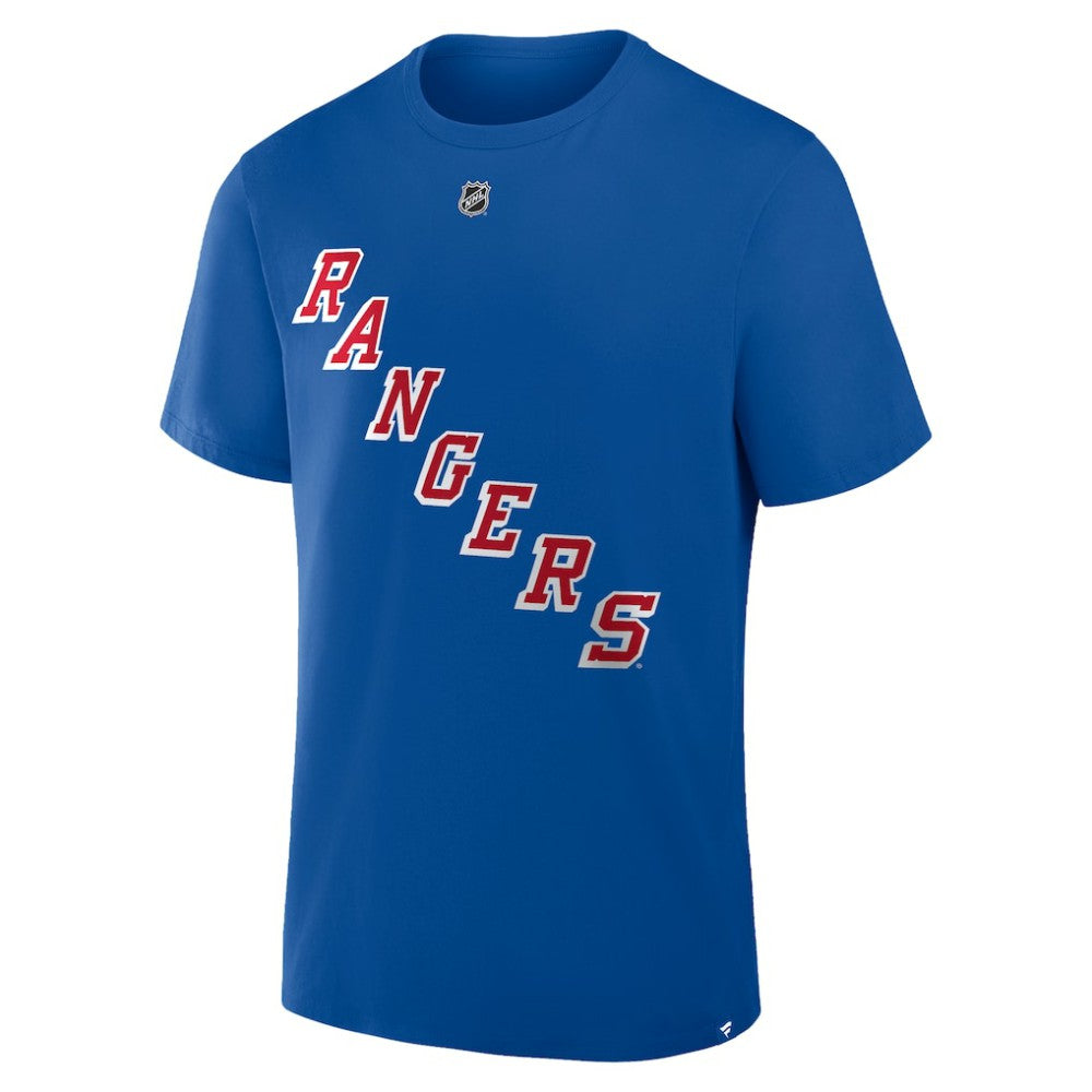 NHL Mika Zibanejad New York Rangers Fanatics Authentic Stack Name & Number T-Shirt - Blue