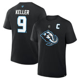 NHL Clayton Keller Utah Mammoth Fanatics Authentic Stack Name & Number T-Shirt - Black