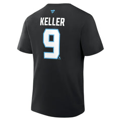 NHL Clayton Keller Utah Mammoth Fanatics Authentic Stack Name & Number T-Shirt - Black