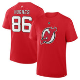 NHL Jack Hughes New Jersey Devils Fanatics Authentic Stack Name & Number T-Shirt - Red