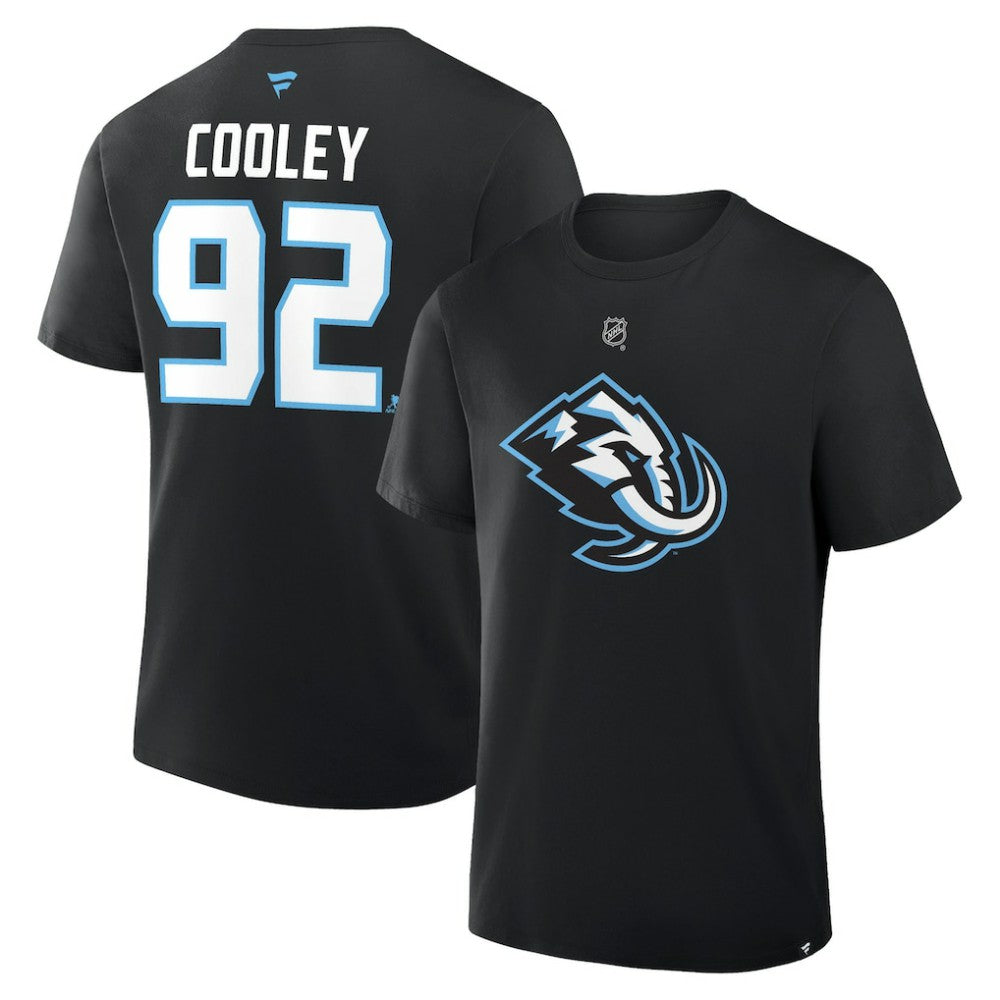 NHL Logan Cooley Utah Mammoth Fanatics Authentic Stack Name & Number T-Shirt - Black