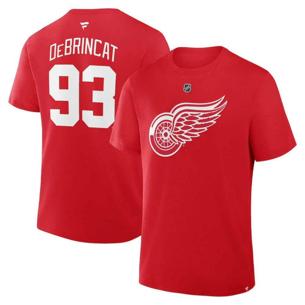 NHL Alex DeBrincat Detroit Red Wings Fanatics Authentic Stack Name & Number T-Shirt - Red