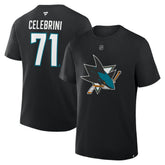 NHL Macklin Celebrini San Jose Sharks Fanatics Authentic Stack Name & Number T-Shirt - Black