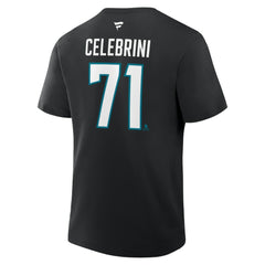 NHL Macklin Celebrini San Jose Sharks Fanatics Authentic Stack Name & Number T-Shirt - Black