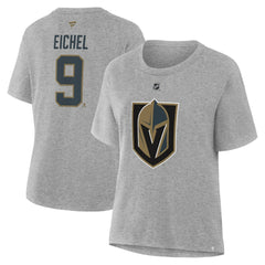 NHL Jack Eichel Vegas Golden Knights Fanatics Women's Authentic Stack Name & Number T-Shirt - Heather Gray