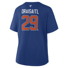 NHL Leon Draisaitl Edmonton Oilers Fanatics Women's Authentic Stack Name & Number T-Shirt - Royal