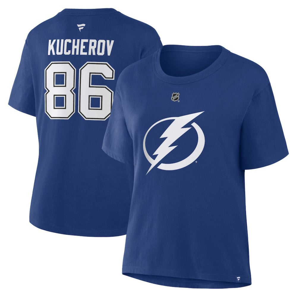 NHL Nikita Kucherov Tampa Bay Lightning Fanatics Women's Authentic Stack Name & Number T-Shirt - Blue