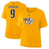 NHL Filip Forsberg Nashville Predators Fanatics Women's Authentic Stack Name & Number T-Shirt - Gold