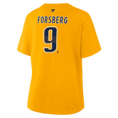 NHL Filip Forsberg Nashville Predators Fanatics Women's Authentic Stack Name & Number T-Shirt - Gold