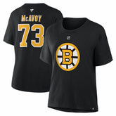 NHL Charlie McAvoy Boston Bruins Fanatics Women's Authentic Stack Name & Number T-Shirt - Black