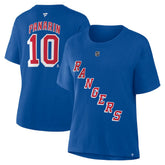 NHL Artemi Panarin New York Rangers Fanatics Women's Authentic Stack Name & Number T-Shirt - Blue