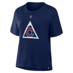 NHL Nathan MacKinnon Colorado Avalanche Fanatics Women's Authentic Stack Name & Number T-Shirt - Navy