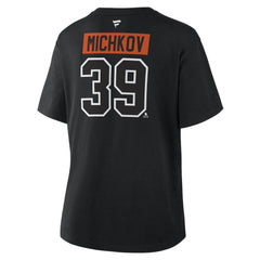 NHL Matvei Michkov Philadelphia Flyers Fanatics Women's Authentic Stack Name & Number T-Shirt - Black