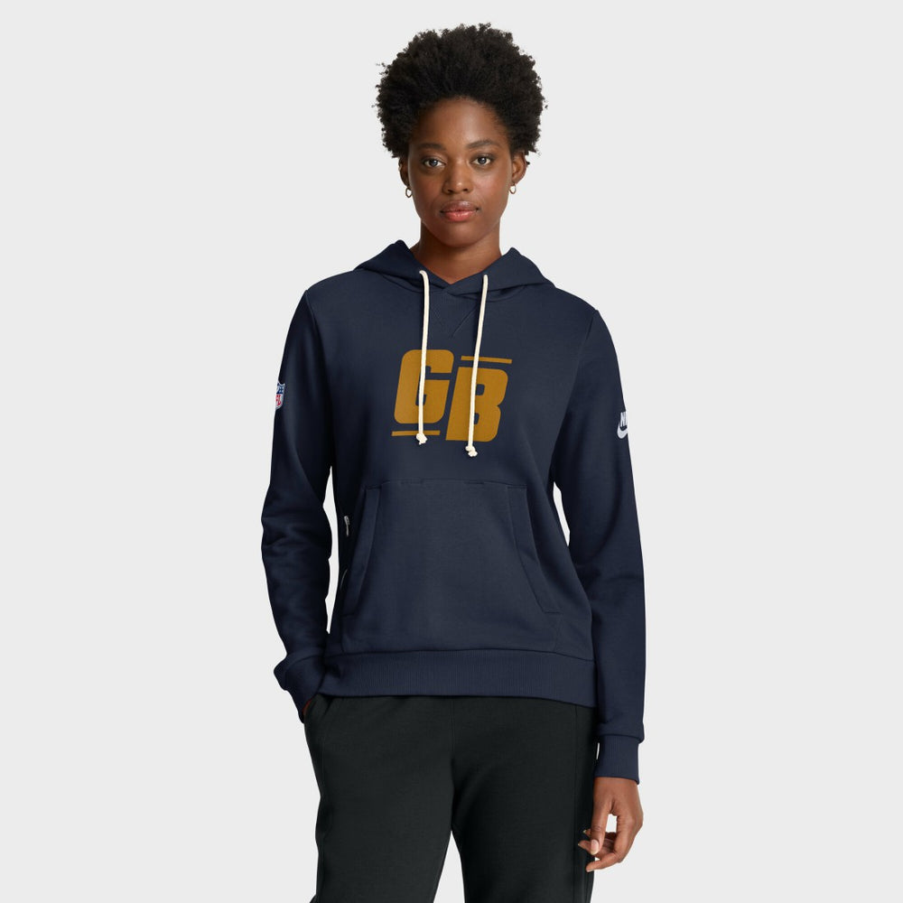 Green Bay Packers Women's Sideline Standard Issue Dri-FIT Hoodie Navy