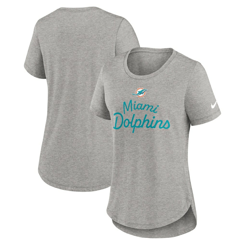Miami Dolphins Women's Script Tri-Blend T-Shirt Gray