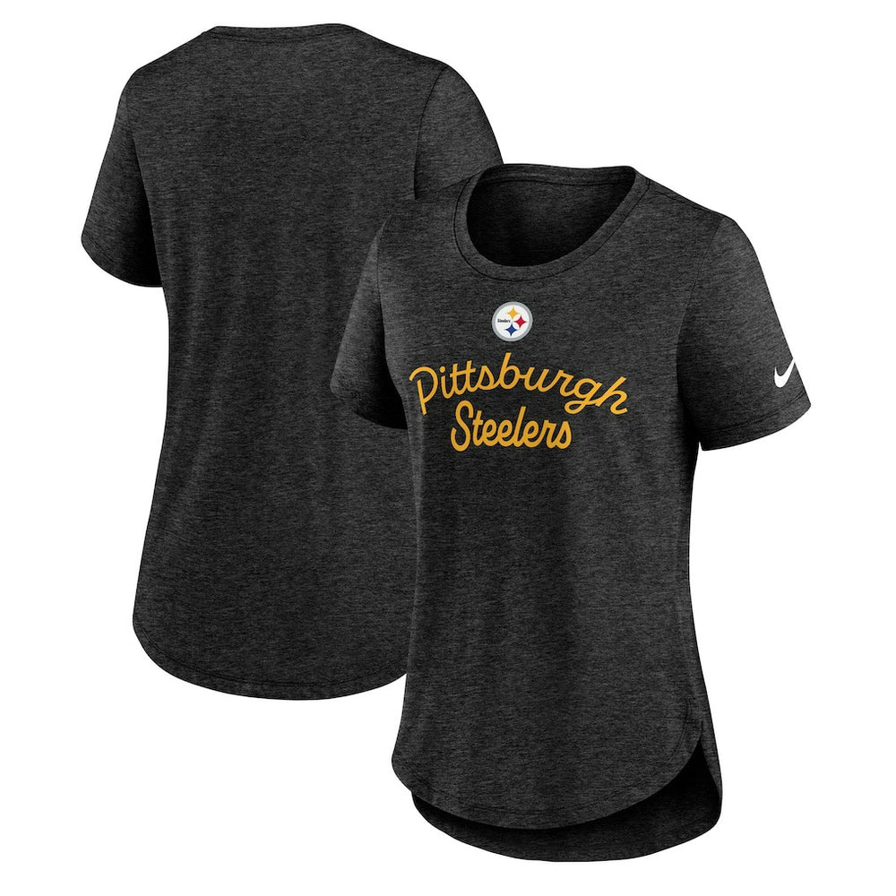 Pittsburgh Steelers Women's Script Tri-Blend T-Shirt Black