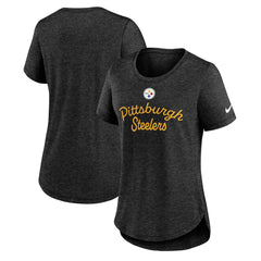 Pittsburgh Steelers Women's Script Tri-Blend T-Shirt Black