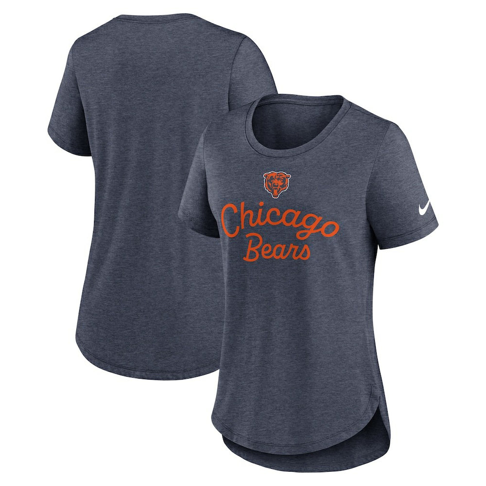 Chicago Bears Women's Script Tri-Blend T-Shirt Navy